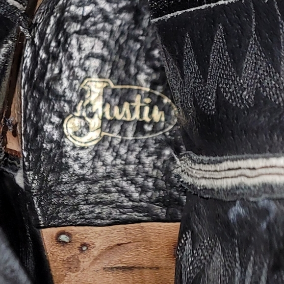 Justin Vintage Black Python Snakeskin Men's Cowboy Boots Handmade Size 8.5 D - Picture 13 of 14